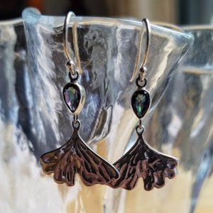 Mystic Topaz & Sterling Silver Ginko Leaf Earrings